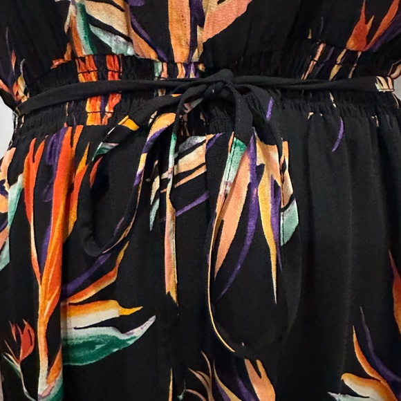 SOLD Massimo bird of paradise colourful black maxi dress floral abstract LARGE - Picture 3 of 6